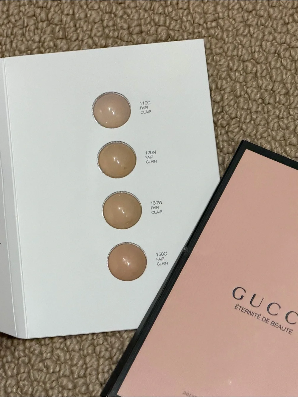 Gucci Foundation Shade Sample Card – Pink Cover with Neutral Swatches (Qty.2)